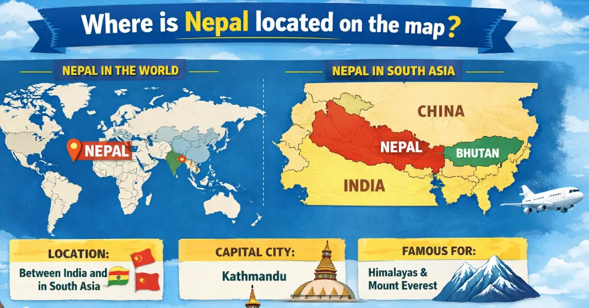 Where is Nepal located on the map?