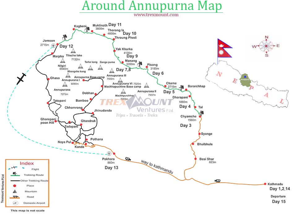 trip route map for Pumori Expeditions 